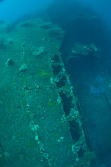 Fototapeta premium Japanese Teshio Maru Standard 1 V Freighter Wreck from WWII, Palau, Micronesia, Western Pacific