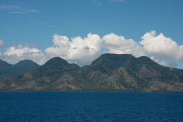 Melanesia, Solomon Islands, Guadalcanal Island. Coastal view of the area around the capital city of Honiara.