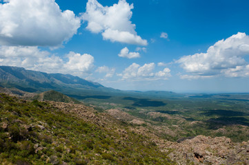 Naklejka premium Overlook over the mountains around Mina Clavero, Argentina, South America