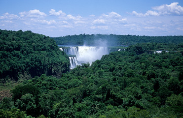 Argentina, Brazil, Iguacu. Iguacu Falls view from Sheraton Internacional