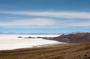 Fototapeta premium Salar de Uyuni, Bolivia. View from Tunupa Volcano in Uyuni, Bolivia.