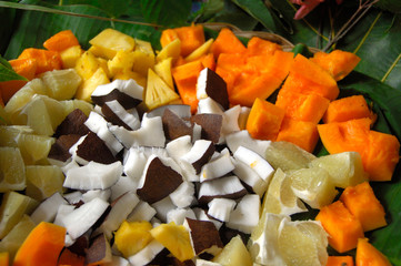 South Pacific, French Polynesia, Society Islands, Bora Bora. Local tropical fruit.