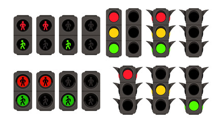 traffic lights set on white