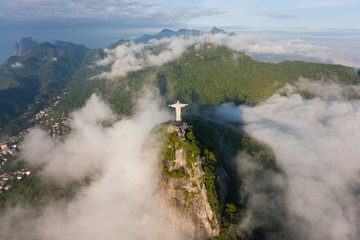 The Art Deco statue of Jesus, known as Cristo Redentor (Christ the Redeemer), on Corcovado mountain in Rio de Janeiro, Brazil.