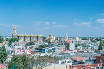 Obraz premium Mexico, Puebla, Cholula, Looking down on Cholula Historic District