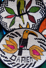 Central America, Panama, Cristobal. Local Embera Indian handicrafts, traditional baskets.