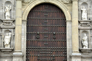 Peru, Lima. Historical Plaza de Armas (aka Plaza Mayor). Lima Cathedral.