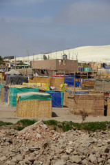 Peru, Pisco. Views of everyday life from the Pan American highway. Shanty towns that built up shortly after the devastating August 2007 earthquake.