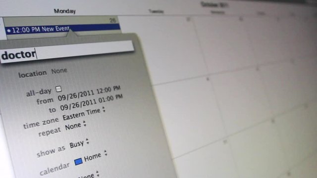 Calendar application on screen of Laptop