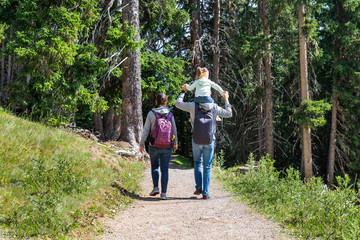 Obraz premium Family Walking Hiking Trail