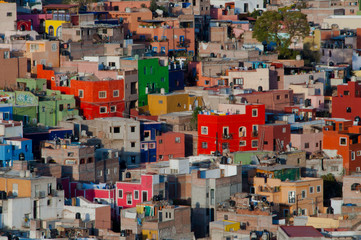 Mexico, colorful homes and buildings of Guanajuato