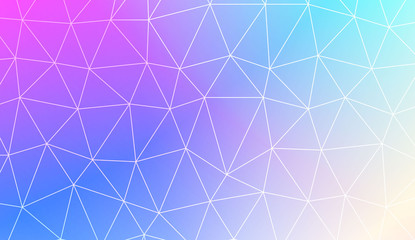 Fototapeta premium Triangles mosaic cover. For flyer, screen, business presentation. Vector illustration. Blur Sweet Dreamy Gradient Color Background.