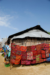 Central America, Panama, San Blas Islands (aka Kuna Yala). Colorful hand stitched molas, made by...