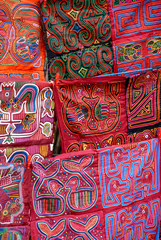 Central America, Panama, San Blas Islands (aka Kuna Yala). Colorful hand stitched molas made by the Kuna Indians.