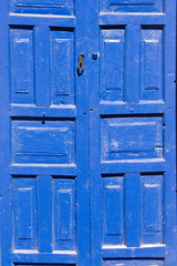 South America - Peru. Blue residential door in Cusco.