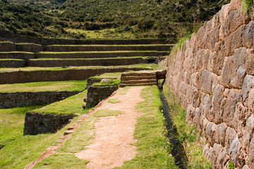 Fototapeta na wymiar South America - Peru. Inca site of Tipon with terracing and irrigation system lies southeast of Cusco.