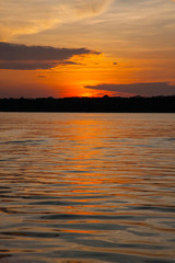 In the Amazon Basin of Peru, this is a sunset on the Ucayali River.