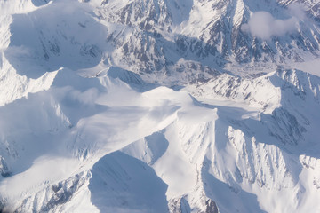 US, Alaska, Fairbanks. Aerial view of Alaska Range between Fairbanks and Anchorage