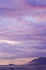 USA, Alaska, Ketchikan. Purple-colored sunset. 