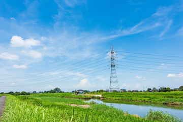 Fototapeta na wymiar 送電線鉄塔　Power transmission tower