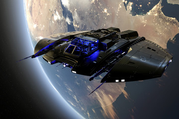 Spaceship Taking Off From Earth