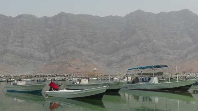 Boats in Port on Oman Peninsula