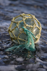 USA, Southeast Alaska near Ketchikan, Japanese glass fishing float.