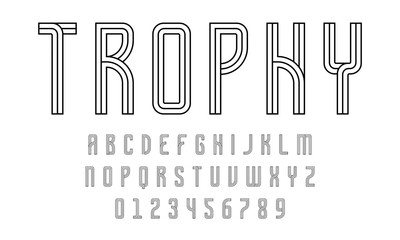 Set of alphabets font letters and numbers modern abstract design with lines vector illustration