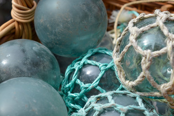 USA, Alaska, Ketchikan, antique Japanese glass fishing floats. © Savanah Stewart/Danita Delimont