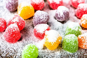 candies and cookies with icing sugar