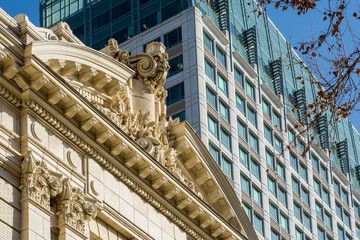 Sacramento City Hall building from Cesar E. Chavez Plaza, Sacramento, California.