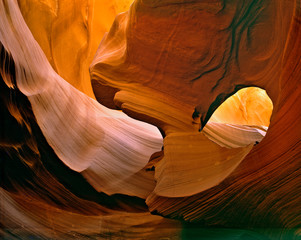 USA, Arizona, Antelope Canyon. Indirect light enhances the sculpted sides of Antelope Canyon, Arizona.