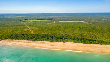 landscape with lake and blue sky