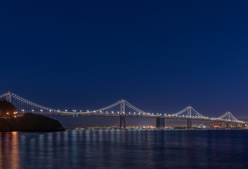 USA, California, San Francisco, Bay Bridge at Twilight