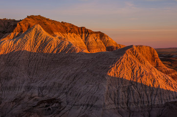 Layers and striations of spectacular Blue Mesa in Petrified Forest National Park, Arizona.