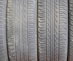 The background of the tread pattern of the car wheel. Rubber tir