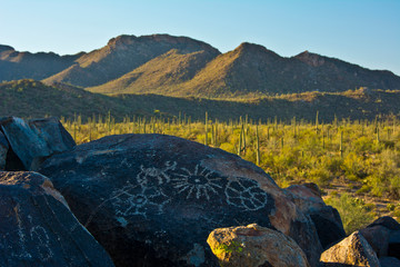 Petroglyphs, Signal Hill, Saguaro National Park, Arizona, USA.