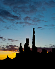 Sunrise, Yei Bi Chei and the Totem Pole, Monument Valley Navajo Tribal Park, Monument Valley, Arizona, USA
