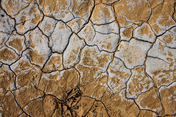 Dried, cracked earth on the flats of Death Valley National Park.