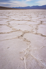 Badwater Basin Salt Flats at dawn (lowest part in U.S), Death Valley, California