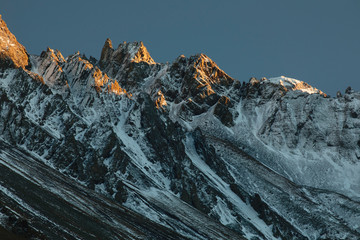 Sunset light on west slope of Mount Sneffels Range, Mount Sneffels Wilderness, Uncompahgre National...