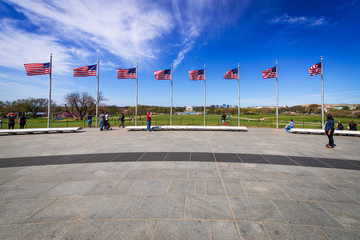 Tourists enjoying the view from the Washington Monument, Washington DC, USA