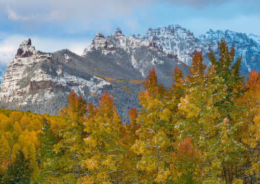 USA, Colorado. Composite of mountain and autumn-colored forest. Credit as: Don Paulson / Jaynes Gallery / DanitaDelimont.com © Jaynes Gallery/Danita Delimont