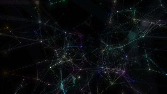 Animation of blue glowing plexus network transforming to neon. Abstract, animated backgrounds is great to use with any video, logo, or graphical element.