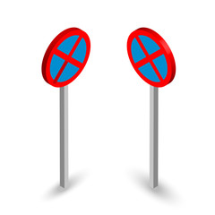 No parking isometric vector sign set on the white