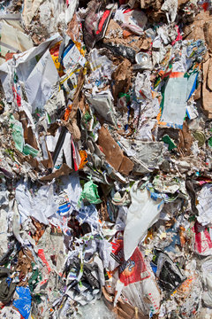 Stacks Of Paper. Recycling Center, Los Angeles, California, USA.