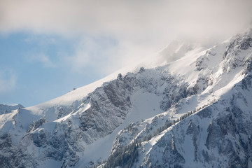 USA, Colorado, San Juan Mountains. Clouds over snowy mountain landscape. 