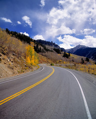 USA, Colorado, Telluride. This mountain highway winds through the Telluride area of Colorado.