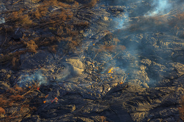 Helicopter tour from Hilo to Pu'u O'o vent and crater area, Big Island, Hawaii, USA