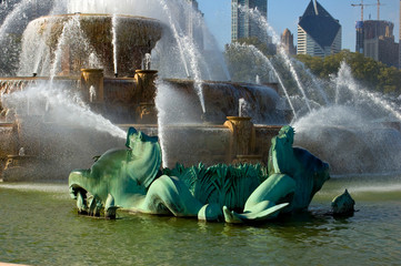 United States, Chicago. Buckingham Fountain detail.